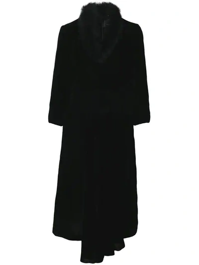 Simone Rocha Asymmetrical Velvet Dress With Marabou Trim In Black