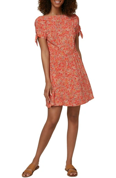 O'neill Luciana Floral Tie Sleeve Minidress In Bittersweet