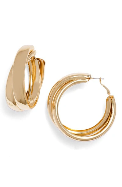 Open Edit Split Hoop Earrings In Gold