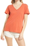 Madewell Whisper Cotton V-neck T-shirt In Rusted Clay