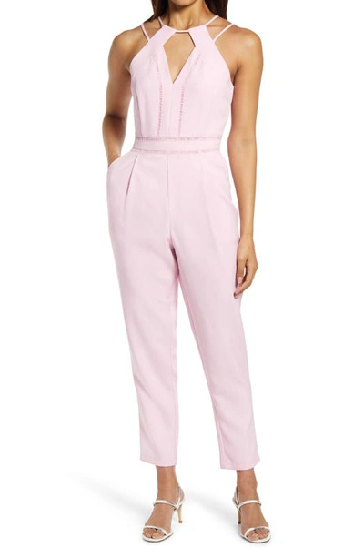 Adelyn Rae Strappy Halter Jumpsuit In Pink Mist