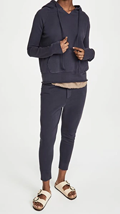 Nili Lotan Janie Hooded Cotton Terry Sweatshirt In Navy