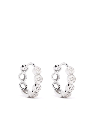 Dinny Hall 14kt White Gold Shuga Pave Diamond Huggie Hoop Earrings In Silver