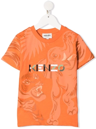 Kenzo Graphic-print T-shirt In Orange