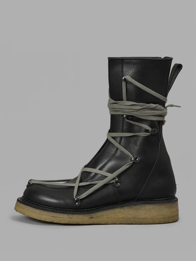 Rick Owens 30mm Lace Up Creeper Leather Boots In Black