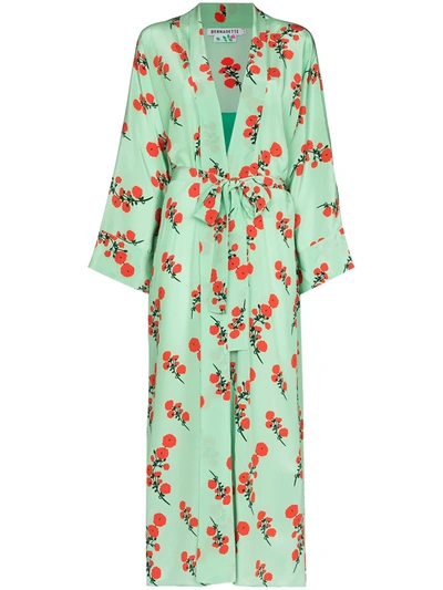 Bernadette Peignoir Floral Silk Dressing Gown In Grün