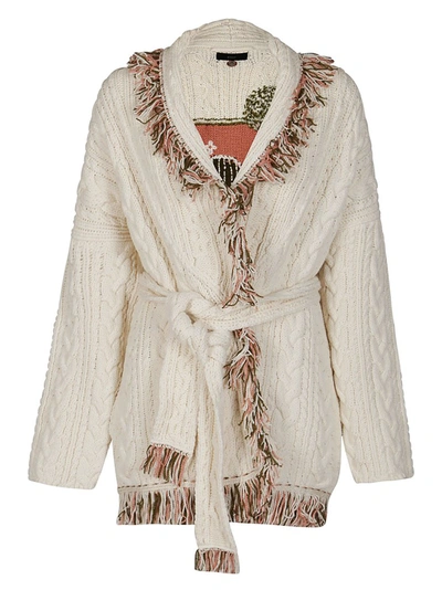 Alanui Cream Cotton-blend Cardigan In Multi