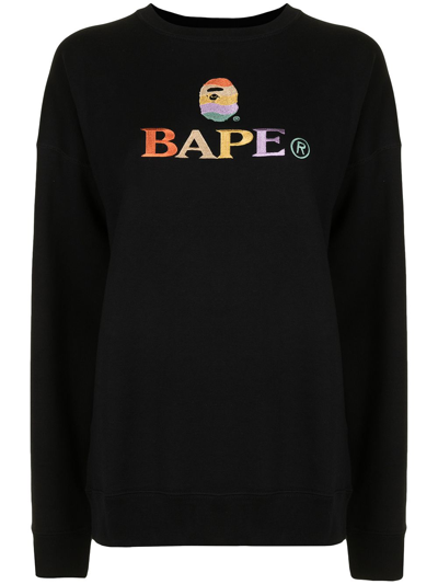 A Bathing Ape Logo-embroidered Cotton Sweatshirt In Rosa