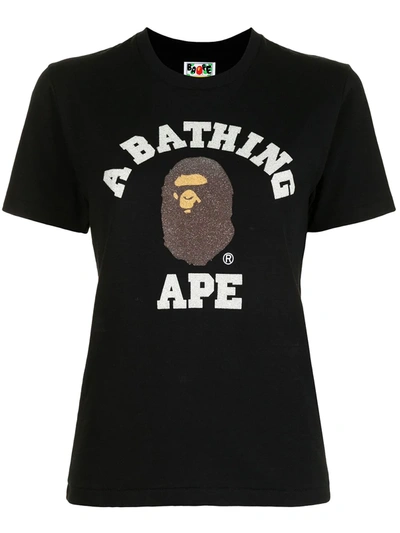 A Bathing Ape Ape College Cotton T-shirt In Black