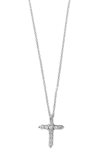 Effy 14k White Gold Diamond Cross Pendant Necklace