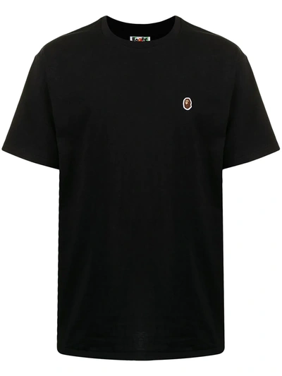 A Bathing Ape Embroidered Logo Cotton T-shirt In Black