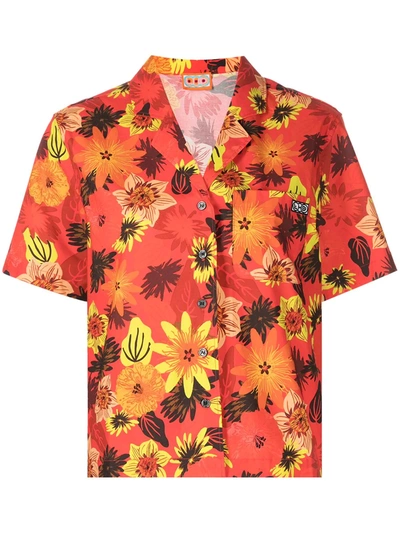 Lhd Escadaria Floral-print Shirt In Red