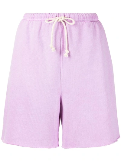 Re/done Drawstring Faded Track Shorts In Light Purple
