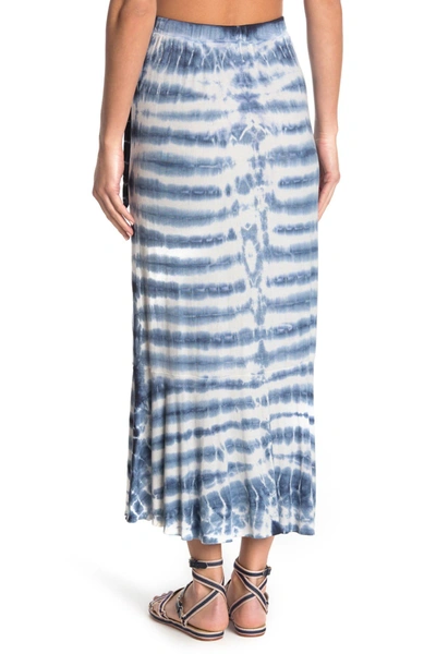 Go Couture Faux Wrap Midi Skirt In Navy Tie Dye