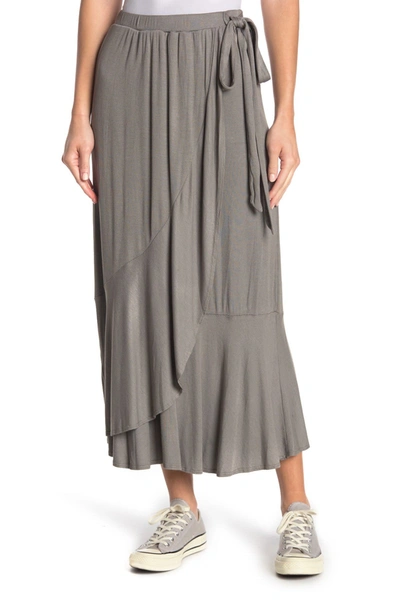 Go Couture Faux Wrap Midi Skirt In Charcoal