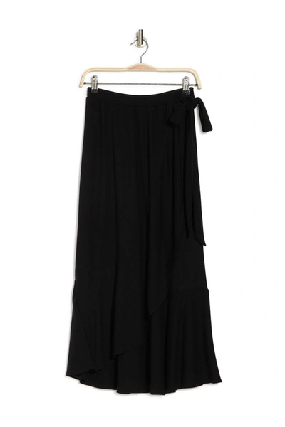 Go Couture Faux Wrap Midi Skirt In Black
