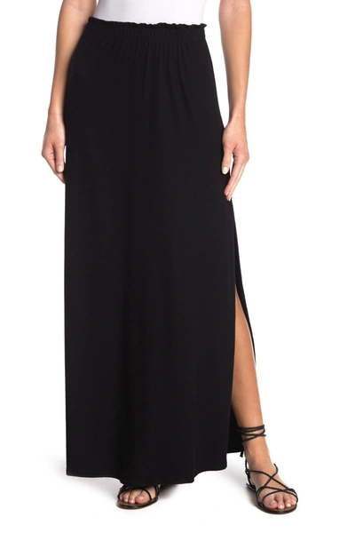 Go Couture Side Slit Ruffled Maxi Skirt In Black