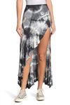 Go Couture Ruffled Side High/low Maxi Skirt In Black Tie Dye