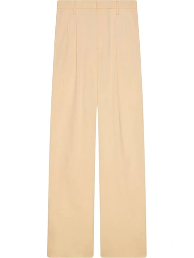 Gucci Wide-leg Cotton-blend Twill Trousers In Weiss