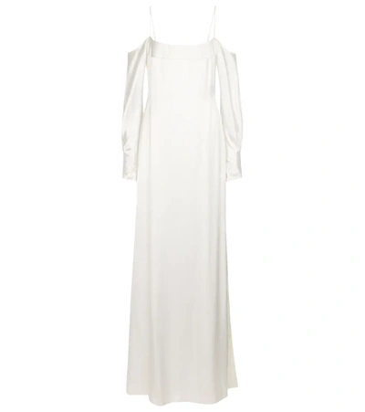 Galvan Valencia Cold-shoulder Silk-satin Maxi Dress In White