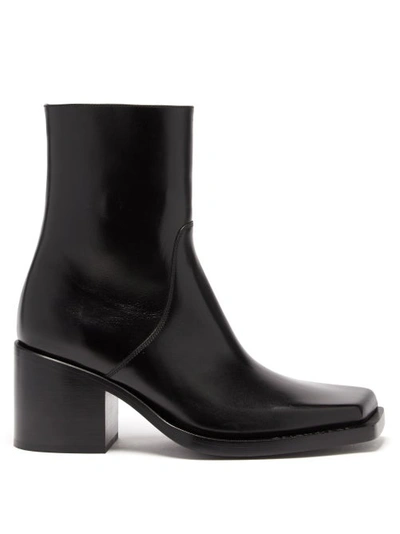 Balenciaga Cut Leather Boots In Black