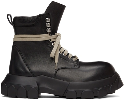 Rick Owens Black Bozo Tractor Army Boots In 99 Black