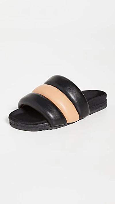 Roam The Puffy Slide Sandal In Beige/black In Multi