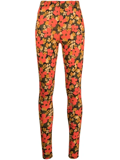 Rosetta Getty Abstract Floral-print Leggings In Multi