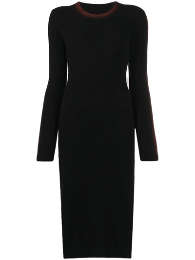 Marni Side-stripe Detail Long-sleeve Dress In Black