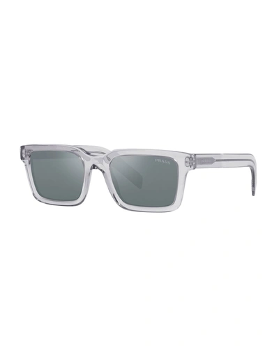 Prada Logo透明镜框太阳眼镜 In Transparent Grey