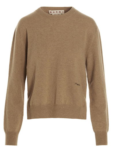 Marni Spray Painted Cashmere Sweater In Brown
