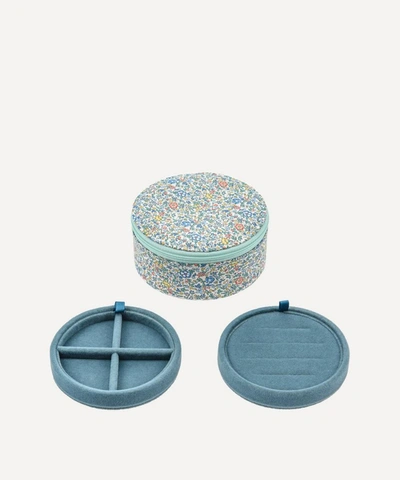 Bon Dep Katie And Millie Liberty Print Round Jewellery Box In Blue