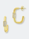 Sterling Forever Women's Oval Carabiner Gold Plated Hoop Earrings