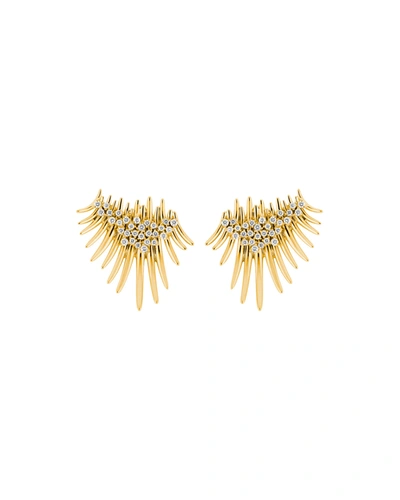 Hueb 18k Yellow Gold Tribal Diamond Cluster Statement Earrings