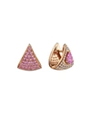 Hueb 18k Rose Gold Mirage Pink Sapphire & Diamond Mismatch Huggie Hoop Earrings