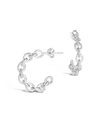 Sterling Forever Women's Delicate Chain Silver Plated Hoop Earrings In Grey