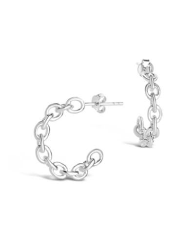 Sterling Forever Women's Delicate Chain Silver Plated Hoop Earrings In Grey