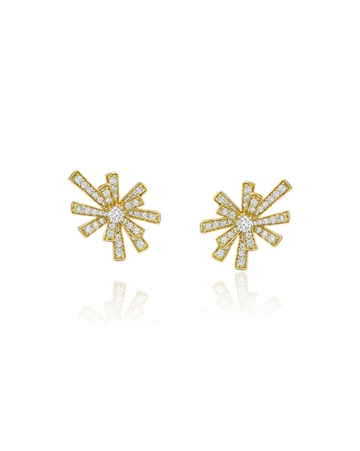 Hueb 18k Yellow Gold Tribal Diamond Cluster Stud Earrings