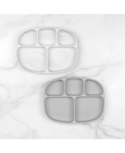 Bumkins Silicone Grip Dish + Stretch Lid Set 5 Section In Marble
