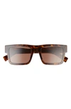 Prada 52mm Rectangular Sunglasses In Tortoise/ Dark Brown