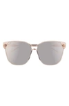Diff Gia 59mm Oversize Cat Eye Sunglasses In Sandstone Crystal/ Beige