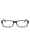 Ray Ban 54mm Rectangular Blue Light Blocking Glasses In Transparent Grey