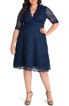 Kiyonna Mademoiselle Lace A-line Dress In Navy Blue
