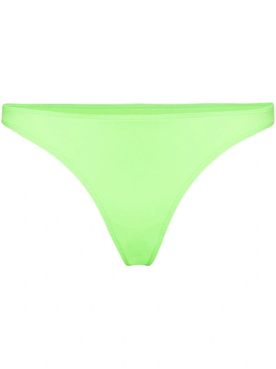 Frankies Bikinis Enzo Ribbed V-shaped Bikini Bottoms In Green