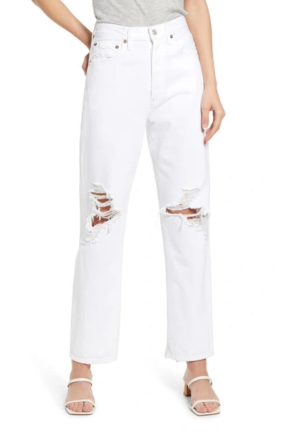 Agolde '90s Ripped Super High Waist Loose Jeans In White