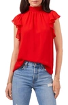 1.state Flutter Sleeve Smocked Neck Blouse In Goji Berry