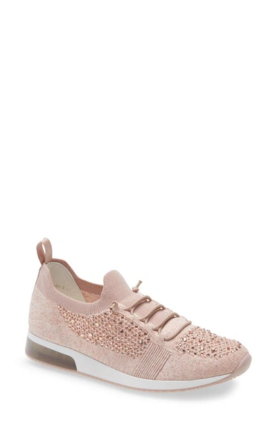 Ara Lyssa Lace-up Sneaker In Rose Woven Stretch/ Stones