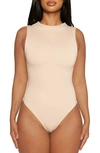 Naked Wardrobe Jersey Sleeveless Bodysuit In Oatmeal