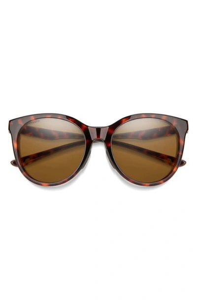 Smith Bayside 55mm Polarized Mirrored Round Sunglasses In Tortoise/ Chromapop Brown