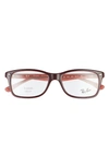Ray Ban 53mm Square Optical Glasses In Brown Pink/ Clear
